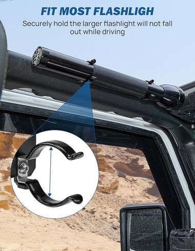 حامل مصباح يدوي JOYTUTUS Roll Bar متوافق مع 2018-2023 Wrangler JL JLU & Gladiator JT (ليس لـ JL 2024+ والجزء العلوي الناعم)، لقطر مصباح يدوي 1.4 - 1.65 بوصة in Saudi Arabia