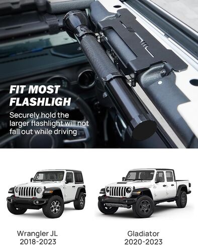 حامل مصباح يدوي JOYTUTUS Roll Bar متوافق مع 2018-2023 Wrangler JL JLU & Gladiator JT (ليس لـ JL 2024+ والجزء العلوي الناعم)، لقطر مصباح يدوي 1.4 - 1.65 بوصة in Saudi Arabia
