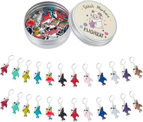 PLIGREAT 24 قطعة من حلي علامة غرز القرش اللطيفة، مجموعة الحرف اليدوية لصنع الحلي، هدايا يدوية الصنع، إكسسوارات يدوية للحياكة، عداد الغرزة للأم، لوازم متجر الخياطة in Saudi Arabia