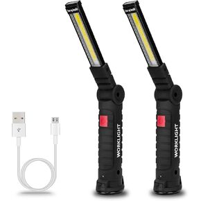 Tool Gifts for Men 2Pack Rechargeable LED Work Lights with Magnetic Base, 360° Rotation,Versatile Lighting for Repairs, Outdoors,Christmas Gifts,Stocking Stuffers Mens Gifts