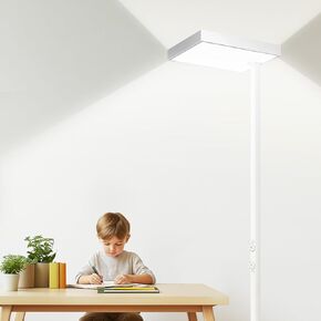 EMITEVER LED Floor Lamp, 60W Full-Spectrum Eye-Care Standing Light, 72.8" Dimmable Reading Lamp for Study Rooms, Living Rooms, Dental Offices and Conference Lighting, 4000K Natural Daylight, White