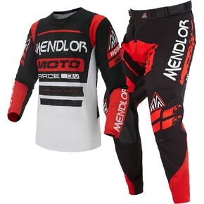 Motocross Jersey Pants Combo Mens MX Gear Set Dirt Bike Offroad Riding Racewear Adult Racing Racewear Black Red