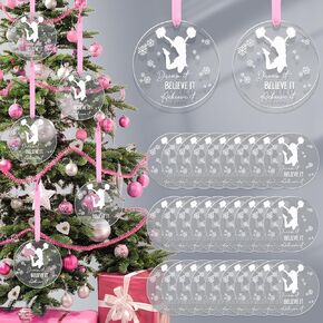 Roowest Hanging Ornament, Cheerleader Style 18 Pcs, Acrylic Christmas Ornament for Tree, Believe It Dream It Achieve It Cheerleading Coach Gift