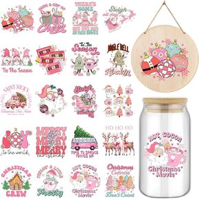 20 Sheets Vintage Christmas Rub On Transfers for Crafts, Furniture, Wood, Glass, Porcelain, Leather DIY Crafts - 3 * 3inch Farm Christmas Transfer Stickers Decals