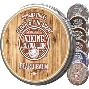 Beard Balm Cedar & Pine Scent w/Argan & Jojoba Oils - Styles, Strengthens & Softens Beards & Mustaches - Leave in Conditioner Wax for Men by Viking Revolution