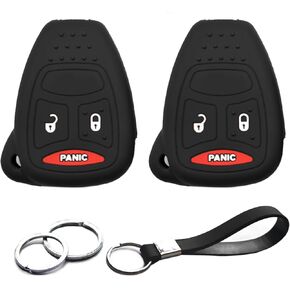 2pcs Compatible with Dodge Caliber Charger Dakota Durango Magnum Ram 1500 2500 3500 Key Fob Cover Case Key Chain Protector Keyless Remote Holder