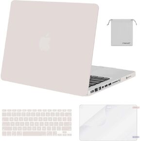 MOSISO Compatible with MacBook Pro 13 inch Case A1278 Old Version with CD-ROM, Release Early 2012/2011/2010/2009/2008, Plastic Hard Shell Case&Keyboard Cover&Screen Protector&Storage Bag, Black