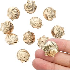 10pcs Glittering Seashells Shaped Buttons, Decorative Alloy Shank Sea Shell Buttons, DIY Handmade Sewing Accessories Gift for Women Men Suit Woolen Coat Shirt Trousers Sewing Crafts