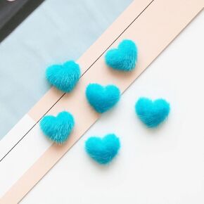 10 pcs Cute Heart Shape Plush Buttons Set，Candy Colorful Buttons for Clothing, Sewing Shirts,Fashionable Bags, Earring Decoration, Nail Art Decoration, Wedding Dress, DIY Crafts (red)