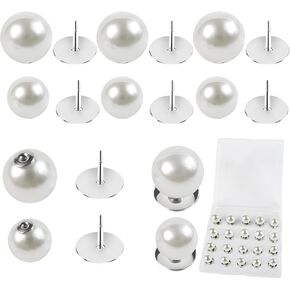 20 Sets Pearl Buttons No Sew Buttons Pearl Brooch Pins, Fixed Pearl Pins Detachable and Reusable Shirt, Coat, Dress, Sweater Shawl, DIY Crafts for Women Boxed(8mm - 10mm)