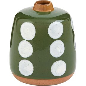Mud Pie Floral Dot Bud Vase, Small, 4 1/4" X 3 1/2" Dia