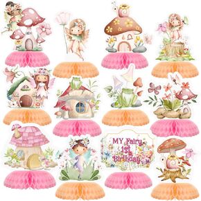 Wenqik 12 Pcs My Fairy First Birthday Decorations Fairy Birthday Honeycomb Centerpieces Fairy Birthday Party Supplies Colorful Fairy Themed Birthday Party Decorations for Girls Table Baby Shower