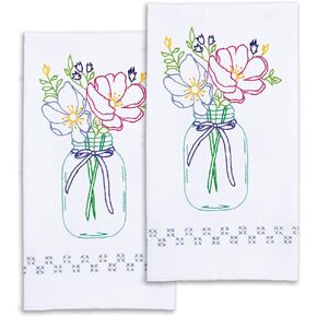 Jack Dempsey Needle Art Wildflowers Decorative Hand Towels