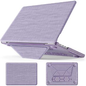 MEEgoodo for M4 MacBook Pro 14 inch Case 2024 2023 2021,Fabric Kickstand Cover Fit Model A3112/A3401/A3185/A2918/A2992/A2779/A2442 M3 M2 M1 Pro/Max with TPU Keyboard &Webcam Cover & OTG Adapter,Purple