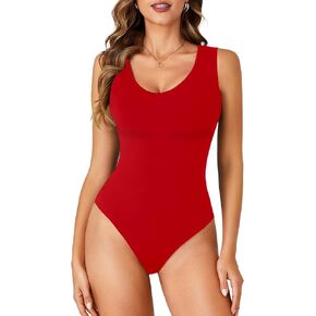 Rooscier Women's Scoop Neck Sleeveless Tank Top Sexy Skims Ribbed Bodysuits