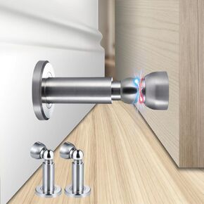 Door Stoppers – Heavy Duty Magnetic Door Stopper for Wall & Bottom of Door – Premium Adjustable Door Stop with Heavy-Duty Windproof Design, Constructed with SUS304 Stainless Steel (Stainless Steel)