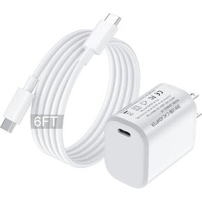 35W Dual USB-C Port - Compact Power Adapter Foldable USB Type C Plug Fast Wall Charger with 2Pcs 5FT C to L, C to C Charging Cord for iPhone 14 13 12 11 Pro Max Plus Mini, iPad, MacBook Air in Kuwait