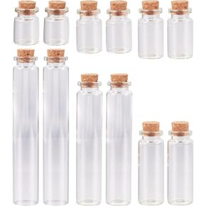 Cheriswelry 12pcs Glass Bottle 5ML 7ML 12ML 25ML 30ML Wishing Bottle with Cork Stoppers Column Transparent Glass Bottles for Wedding Favors Crafts Jewelry Home Decorations