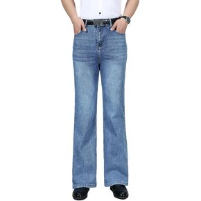 HAORUN Men Bell Bottom Jeans Slim Fit Flared Denim Pants 60s 70s Retro Trousers