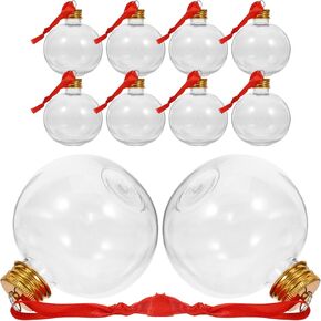 Ciieeo 10pcs Christmas Ball Shape Plastic Sand Art Bottles Spherical Clear Plastic Potions Bottles Christmas Cocktail Ornament Balls for Diy Wedding Party Gift Crafts Decoration