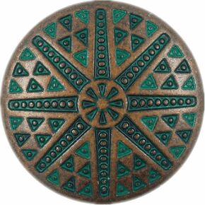 Bezelry 10 Pieces Tribal Sun Metal Shank Buttons. 23mm (7/8 inch) (Antique Silver)