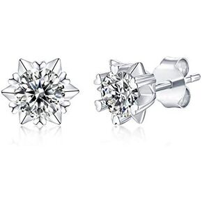 Moissanite Square / Rectangle Stud Earrings, 925 Sterling Silver with 18K White Gold Plating, Jewelry Box Packed