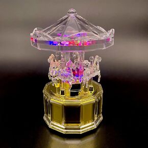 Horse Carousel Music Box - LED Rotating Decorative Light-Up Wind-Up Music Box with Elegant Design, Gift for Birthday Holiday Christmas Wedding