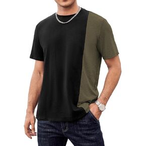 Hardaddy Men's Casual T-Shirts Crewneck Contrast Color Shirts Short Sleeve Colorblock Tee Tops