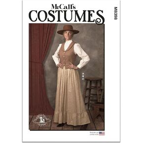McCall's Misses' Old West Costume Sewing Pattern Packet, Design Code M8398, Sizes 8-10-12-14-16