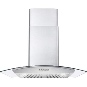 COSMO COS-668WRC90 Wall Mount Range Hood with Ducted Exhaust Vent, 3 Speed Fan, Push Button Controls, LED Lighting, Permanent Filters in Stainless Steel, 36 inches