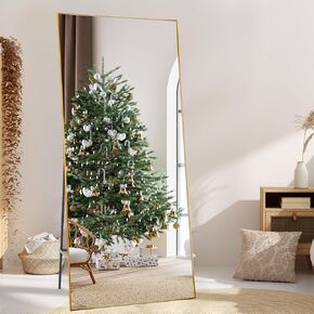 Towallmark 76"x34"Full Length Floor Mirror, Oversized Full-Body Hanging or Leaning Rectangle Mirror Freestanding, Aluminum Alloy Thin Frame Floor Mirror for Bedroom, Living/Dressing Room, Gym, Gold