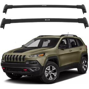 OCPTY Roof Rack Cross Bars Fit for Jeep Cherokee 2015 2016 2017 2018 2019 2020 Luggage Racks Rooftop Cargo Carrier Bag Luggage Kayak Canoe Bike Snowboard Skiboard(Fits Side Rails Models ONLY)