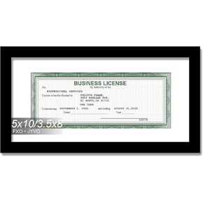 5x10 Frame Black, Display Business License 3.5x8 with Mat or Picture 5x10 Without Mat Desktop or Wall for License Cosmetology Barber Salon Esthetician - 1 Pack