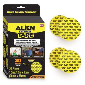 Alientape Pre Cut 20 Piece Set Double Sided Tape Multipurpose Removable Adhesive Transparent Grip Mounting Strips Washable Strong Sticky Heavy Duty for Carpet Photo Frame Poster Décor As Seen On TV