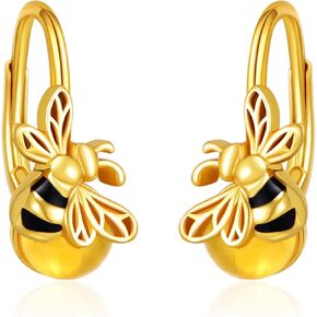 Bee/Dragonfly Earrings Sterling Silver Crystal Hoop Earrings Leverback Earrings Jewelry Mothers Day Gifts for Women Girls Girlfriend