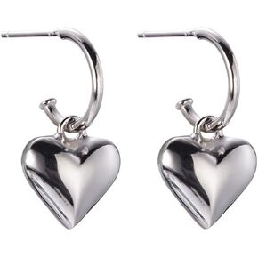 MALOYANVE Heart Huggie Hoops Earrings Lovely Elegant Minimalist Lightweight Hypoallergenic Sterling Silver Stud Earrings for Women Teen Girls Birthday Valentines Day Jewelry Gifts