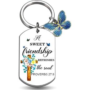 Christian Gifts for Women Friendship Gifts for Women Friends Female Besties Inspirational Christian Keychain for Best Friend Butterfly Gifts for Women Teen Girl Best Friend Christmas Gifts for Women
