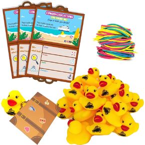 Cruising Rubber Duck Tags, Duck Tags for Cruising, Ducking Games Card, 20 yellow Rubber Ducks, 20 Duck Tags, 20 Rubber Bands, 3 x 4.7 Inch, Suitcase Shape Design Duck Tags