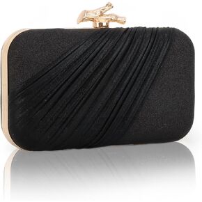Fecialy Clutch Purses for Women Evening Bag Pleated Satin Formal Handbag Sparkling Shoulder Crossbody Bag