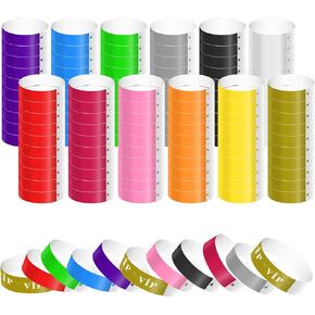 2400pcs Paper Wristbands and 20pcs VIP Event Wristbands, Waterproof Neon Wristbands Wrist Party Bands Entrance Wristbands Paper Bracelets for Events Music Festival Concert Contest (12 Colors)