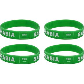 4 Pcs Saudi Arabia Saudi Arabian Country Flag Rubber Bracelets, National Flag Silicone Bracelet, Rubber Wristbands Patriotic Decorations Gift