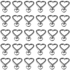30pcs Silver Heart Keychain Swivel Buckles, 4x2.6cm Heart Shaped Clasps Hooks Ring Trigger Spring Snap Buckles Clips for Bag,Purse,Keychain