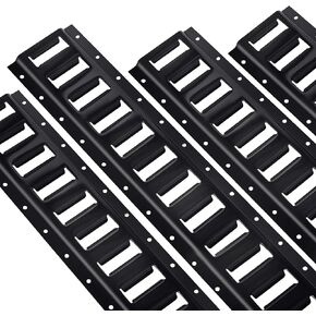 2' E Track Rail Tie-Down Kit - Heavy Duty 4 Pack Etrack Rails System - Power Coated Steel E Track Bar Rails for Securing Cargo, Garages, Trailers, Vans with 6,000 lbs Breaking Strength