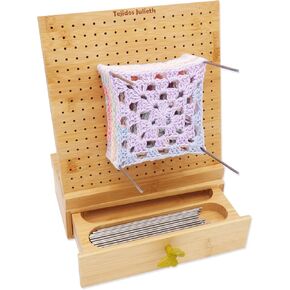 Tejidos Julieth Crochet Blocking Board with Pegs - Blocking Board for Crocheting 9.2 x 9.2 Inches with 50 Stainless Steel Rod Pins, Blocking Boards for Crochet Projects, Granny Square Blocking Board