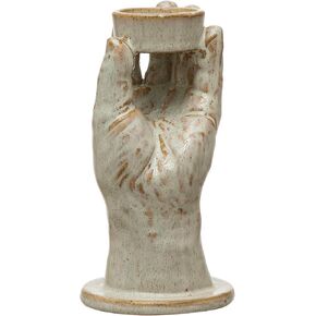 Bloomingville Stoneware Hand Tealight, Reactive Glaze, Cream Color (Each One Will Vary) Candle Holder