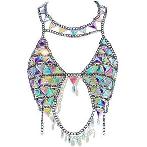 CanB Boho Body Chain Sexy Rhinestone Bikini Bra Body Chain Bra Beach Body Accessories Jewelry for Women
