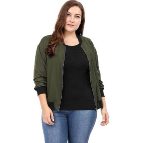 uxcell Women's Plus Size Bomber Jackets Lightweight with Pockets Zip Up Quilted Casual Coat Outwear