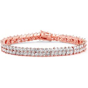 Mariell Cubic Zirconia Rose Gold Plated Tennis Bracelet for Women - Bridal, Wedding or Everyday Jewelry
