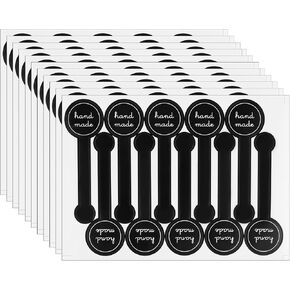 350 Pcs Handmade Food Baking Seal Stickers, Black Long Label Cake Stickers, Self-Adhesive Handmade Bakery Stickers, Sealing Tamper-Proof Stickers for Pastry Bags Lollipops Candy Cake Bread Baking