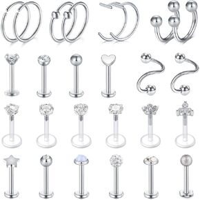 VCMART 16G Cartilage Earring Tragus Piercing Jewelry Cartilage Tragus Helix Conch Earrings for Women Surgical Steel Lip Rings Labrte Stud Ear Lip Medusa Piercing Jewelry